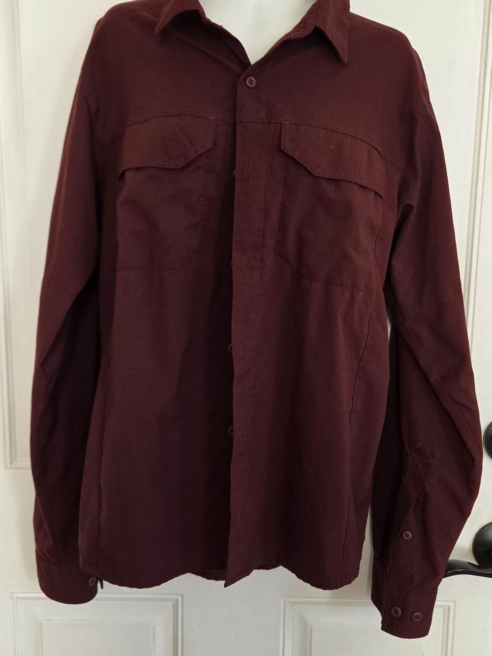 Columbia Long Sleeve Button-Up Shirt  - Burgundy UPF 50+ (T80)